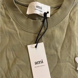 Ami Olive Green Logo T-Shirt with Tag